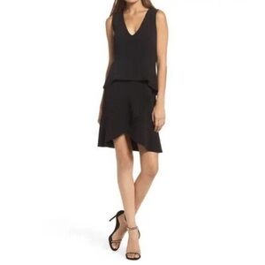 NEW Bardot Tulip Hem Sleeveless V-Neck‎ Black Ruffle Dress Women's Size 6/M A1